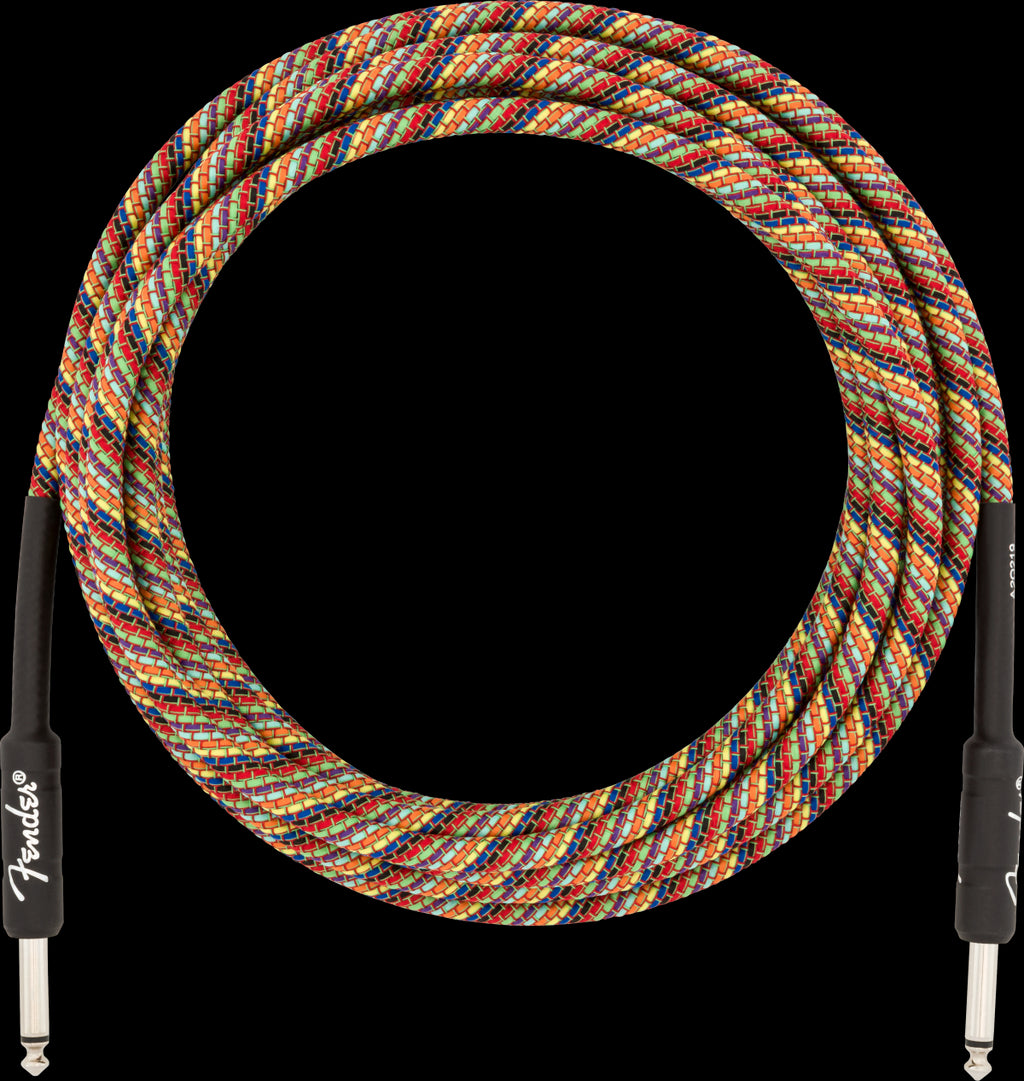 Fender Festival Pure Hemp 18.6ft Instrument Guitar Cable in Rainbow