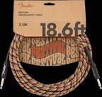 Fender Festival Pure Hemp 18.6ft Instrument Guitar Cable in Rainbow