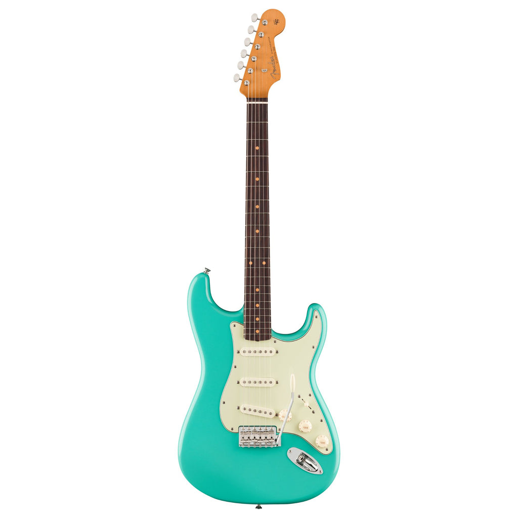 Fender Vintera III Early '60s Stratocaster electric guitar in Sea Foam Green with rosewood fingerboard, vintage-style hardware.