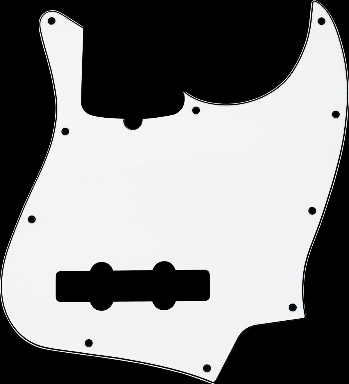Fender Pickguard - Jazz Bass 10-Hole - White/Black/White 3-Ply (Truss Rod Notch)