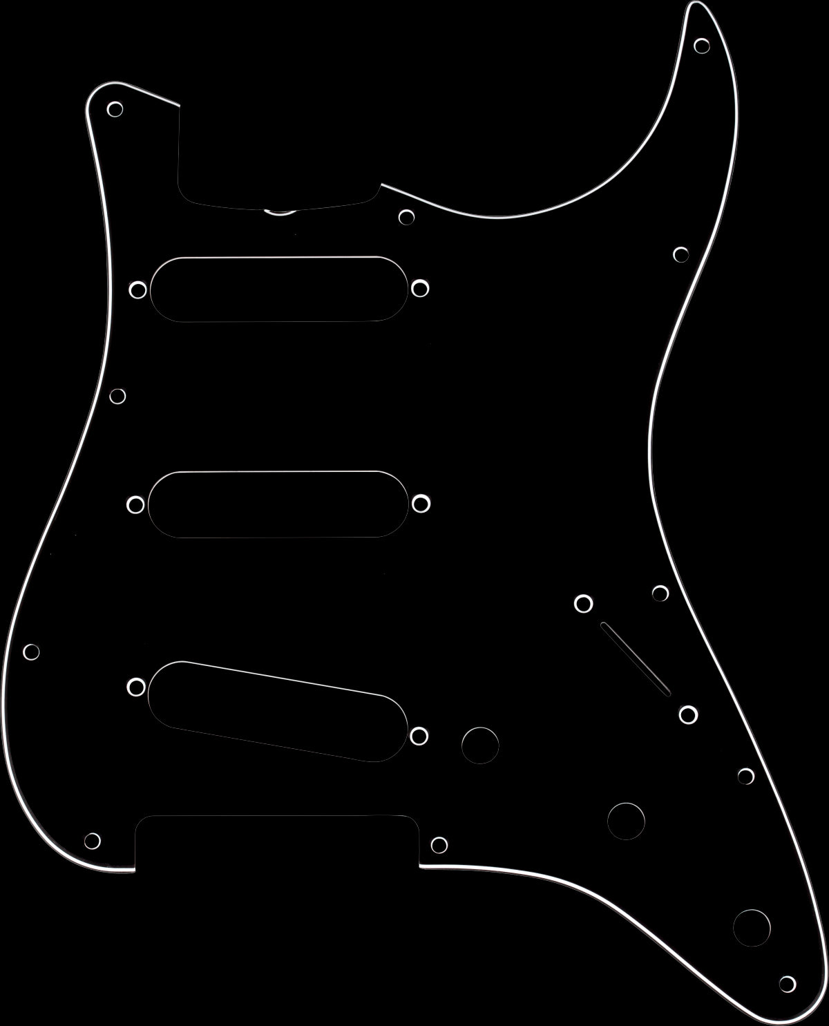Fender Pickguard - Stratocaster SSS 11-Hole - Vintage - Black 3-Ply (Truss Rod Notch)
