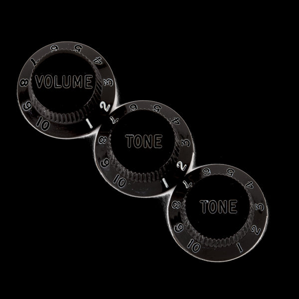 Fender Stratocaster Knobs (Volume Tone Tone) - Black (Set of 3)