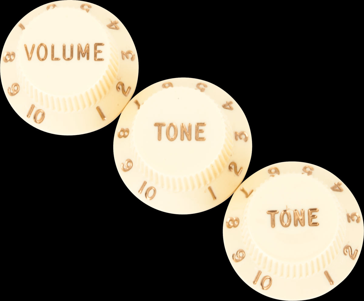 Fender Stratocaster Knobs (Volume Tone Tone) - Aged White (Set of 3)