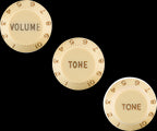 Fender Stratocaster Left-Handed Knobs (Volume Tone Tone) - Aged White (Set of 3)