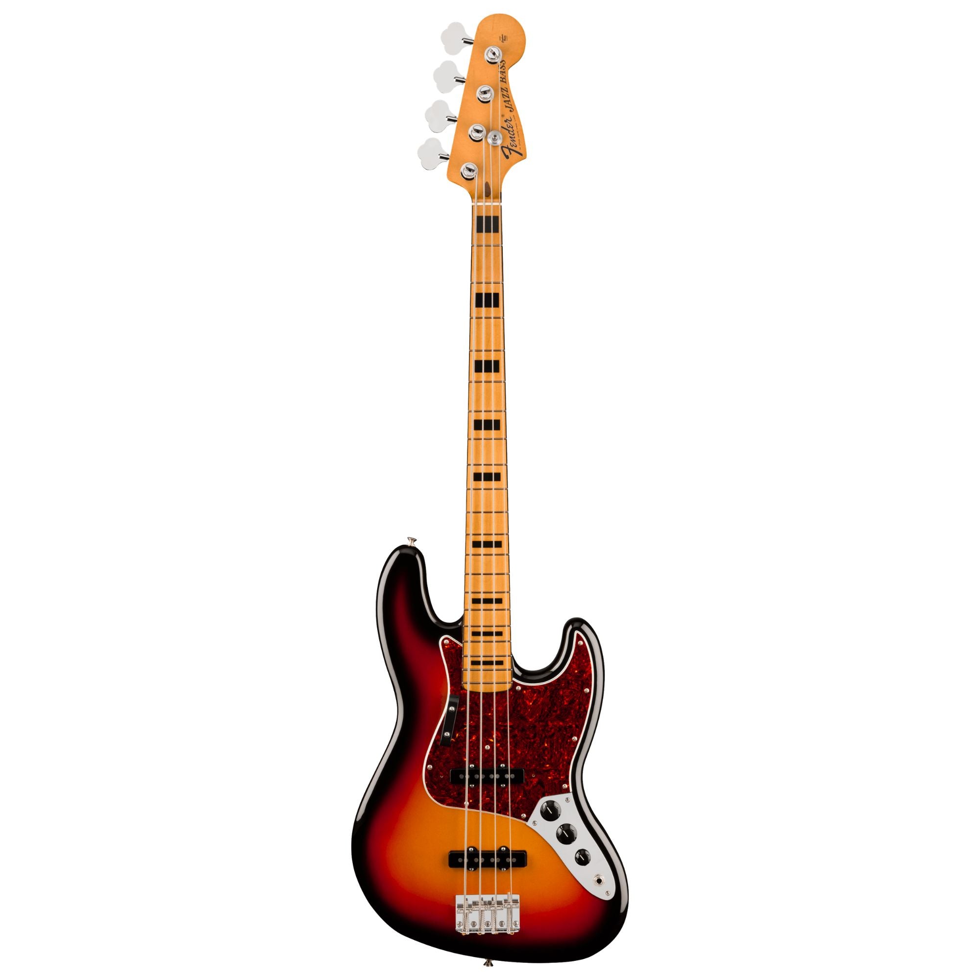 Fender Vintera III Early '70s Jazz Bass RW in 3-Color Sunburst with maple fretboard and vintage-style pickups.