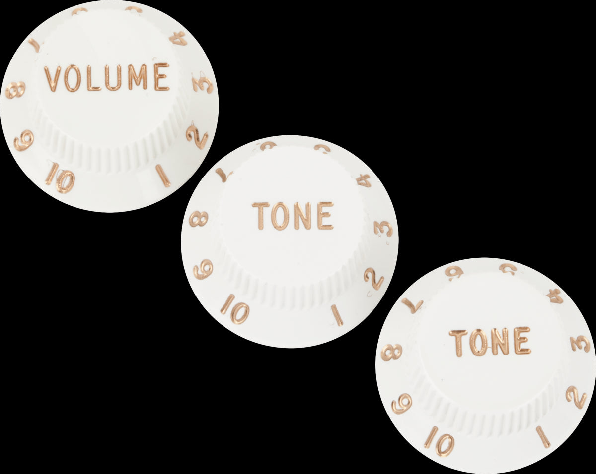 Fender Stratocaster Knobs (Volume Tone Tone) - White (Set of 3)