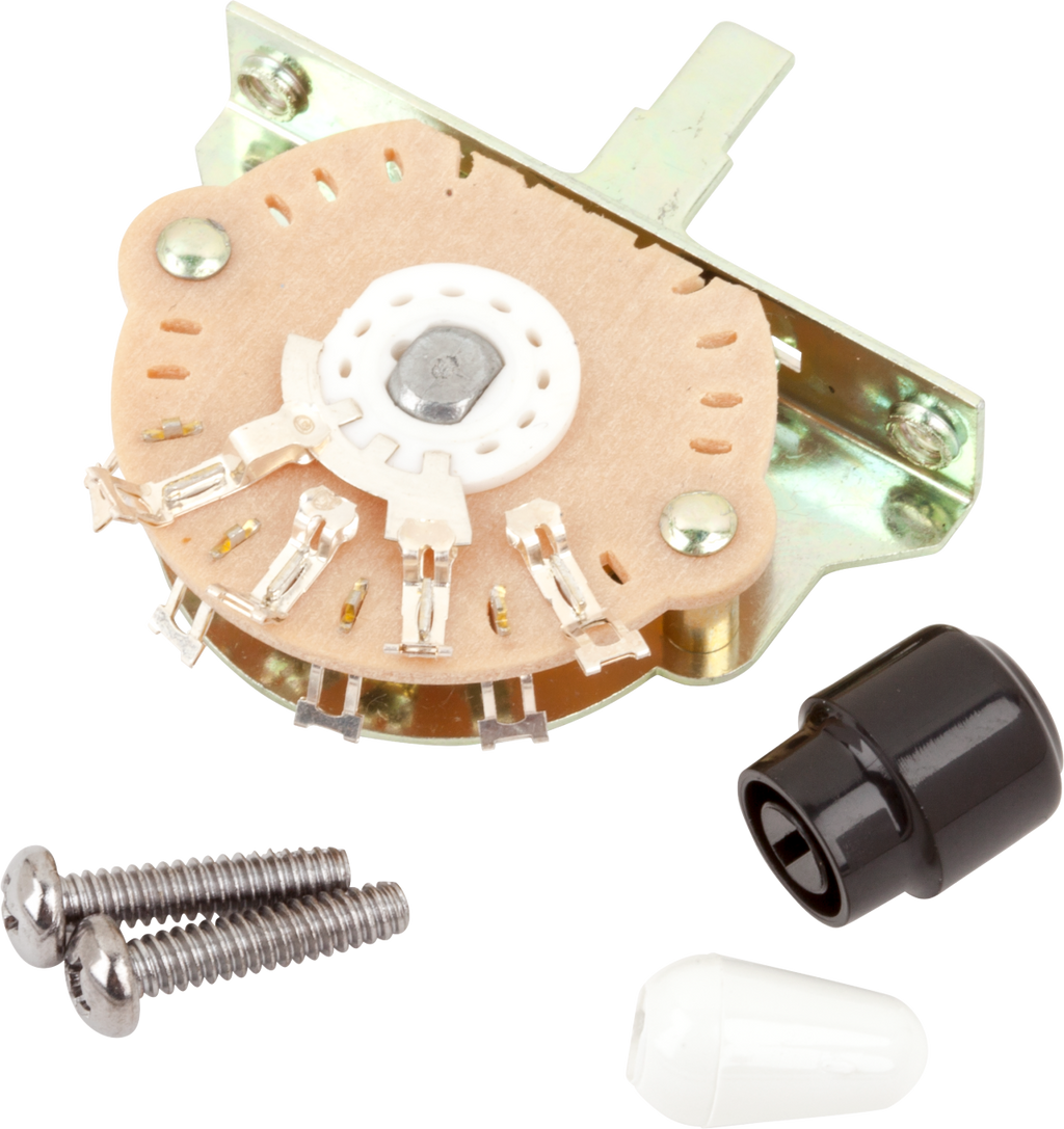 Fender Original Series 3-way pickup switch for Vintage Stratocaster and Telecaster guitars, showing the switch and connectors.