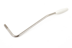 Chrome Fender American Standard left-handed Stratocaster tremolo arm for guitar, featuring a sleek metal finish and precise fit.