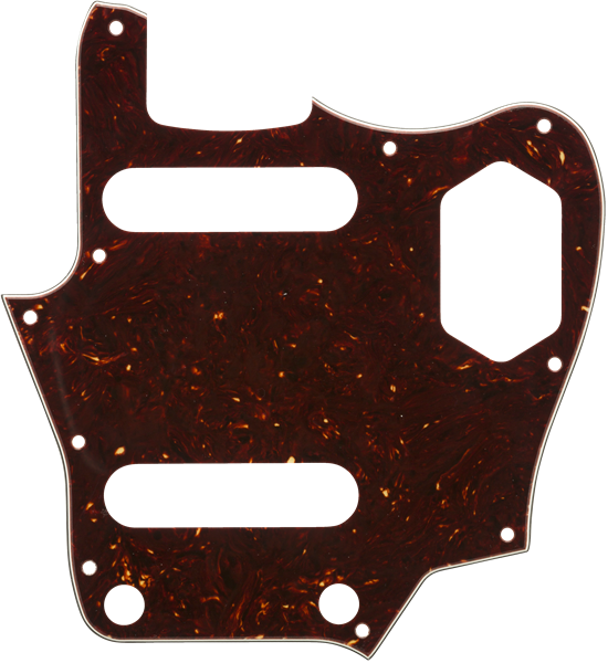 Fender American Professional Jaguar 10-hole tortoiseshell pickguard for electric guitar, showcasing its classic design and material.