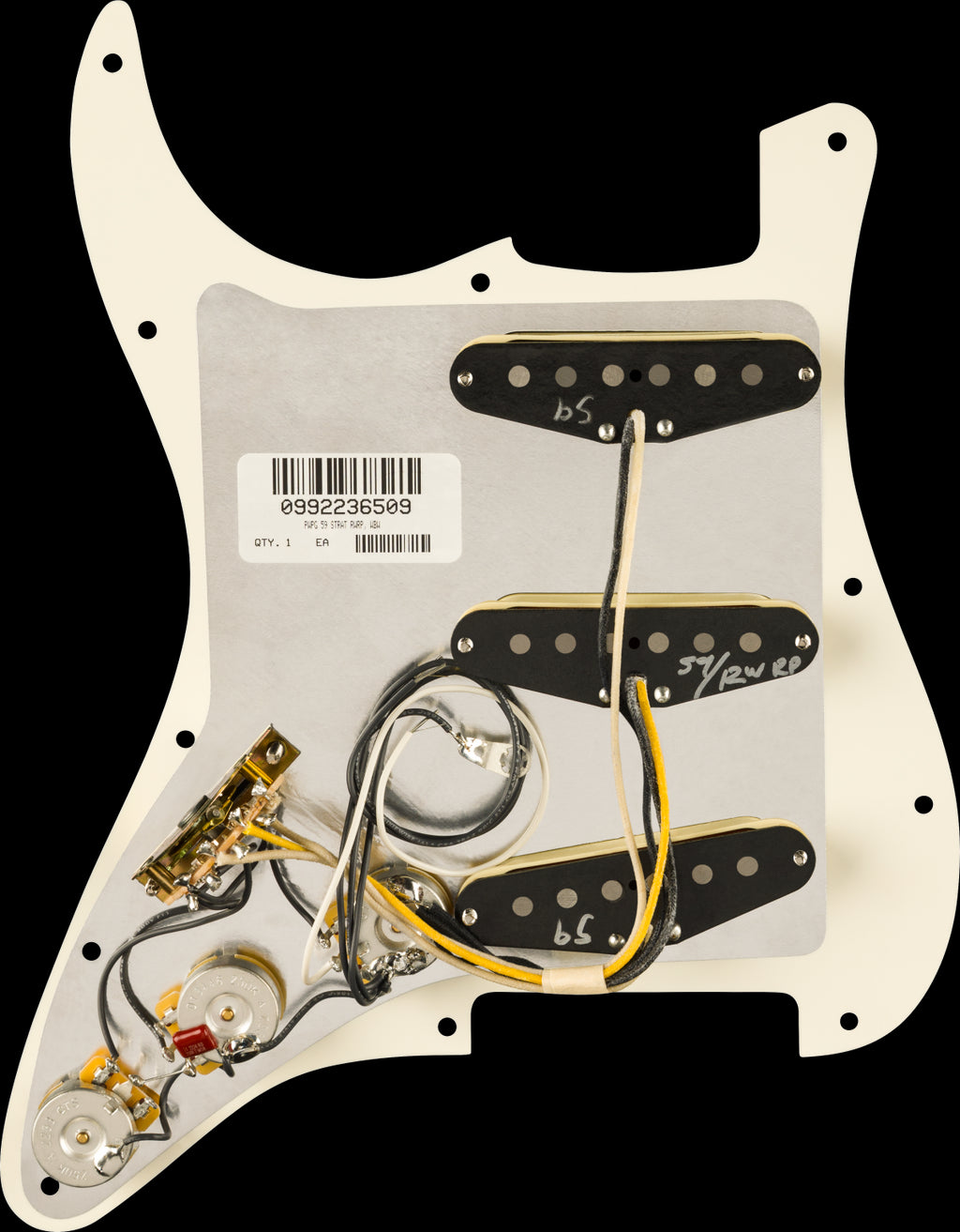 Fender Pre-Wired Strat Pickguard, Pure Vintage'59 Reverse Wound Middle PU