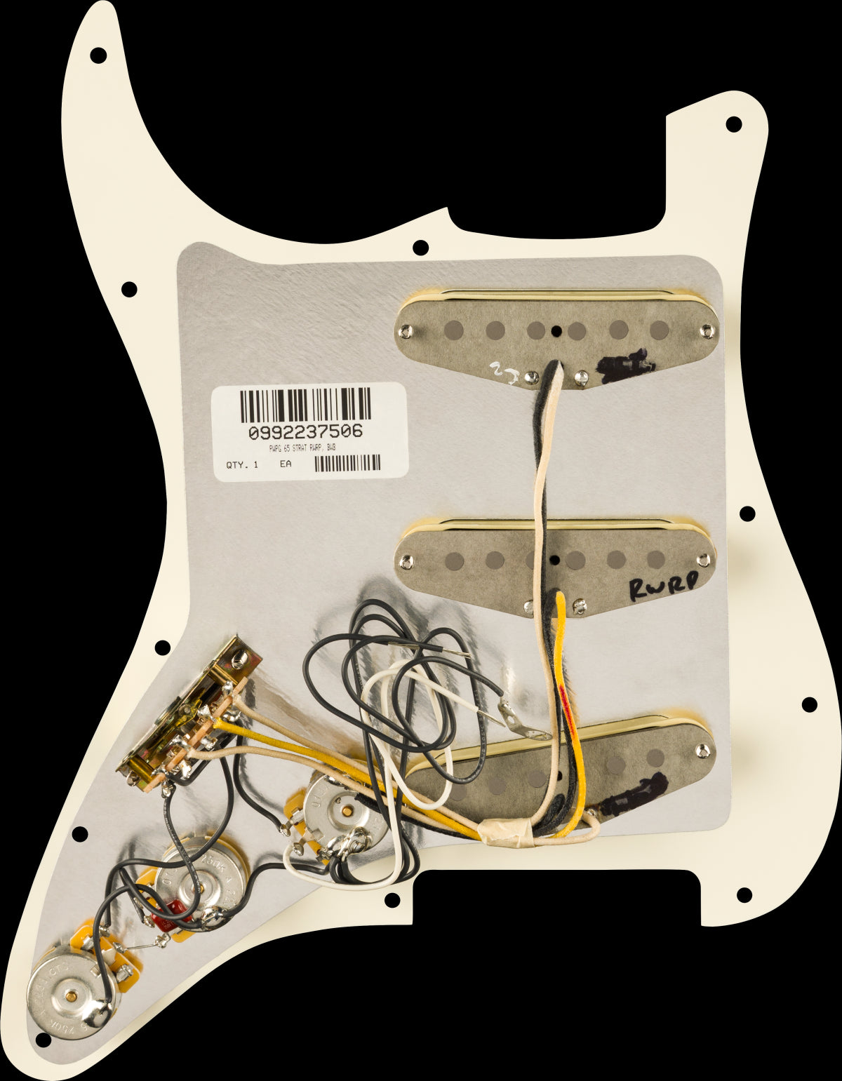Fender Pre-Wired Strat Pickguard, Pure Vintage'65 Reverse Wound Middle PU