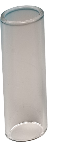 Fender Standard Glass Slide for guitar, medium size, with a smooth, clear glass surface for slide guitar playing.