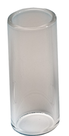 Fender medium thick glass slide for guitar, showcasing smooth transparent glass with rounded edges for slide guitar playing.