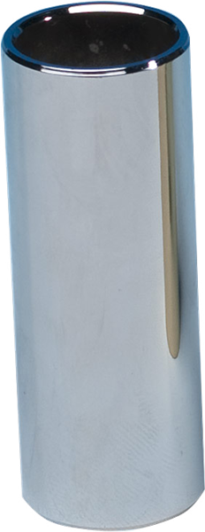 Fender chrome steel slide for guitar, medium size, used for creating different tones on electric and acoustic guitars.