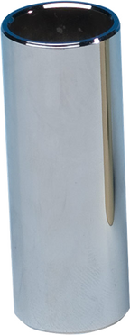 Fender chrome steel slide for guitar, medium size, used for creating different tones on electric and acoustic guitars.