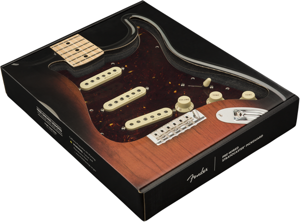 Fender Pre-Wired Stratocaster SSS Vintage Noiseless Tortoise Shell Pickguard for guitar parts, showing the tortoise shell design and wiring.