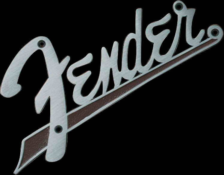 AMP LOGO - FENDER ''63 FLAT Chrome w/Brown Tail