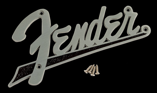 AMP LOGO - FENDER FLAT Chrome w/Black Tail