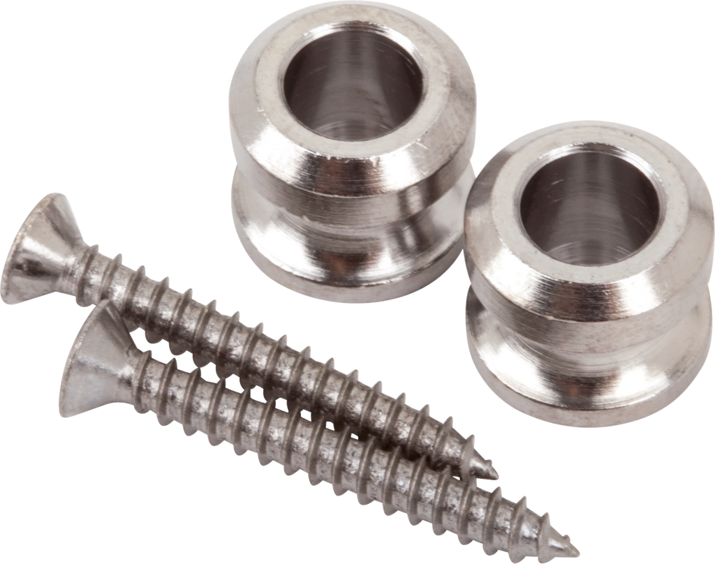 Fender American Series chrome locking strap buttons for guitars, set of 2, secure strap attachment with high-quality chrome finish.