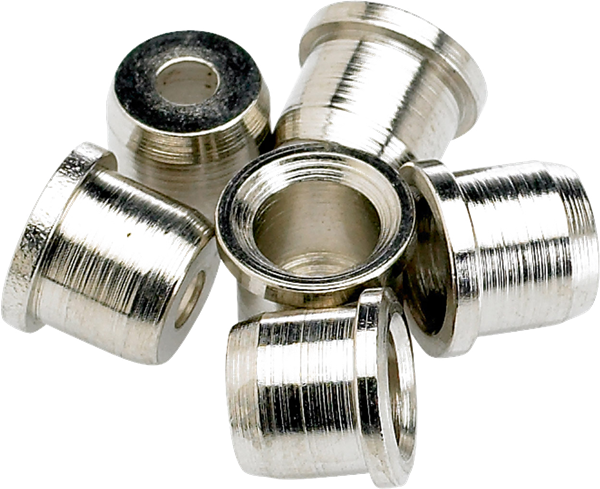 Set of six Fender American Vintage Telecaster string-thru-body ferrules for guitar replacement or repair.