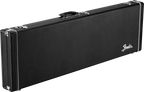 Fender Classic Series wood guitar case in black for Mustang and Duo Sonic electric guitars, sturdy protective hard shell design.