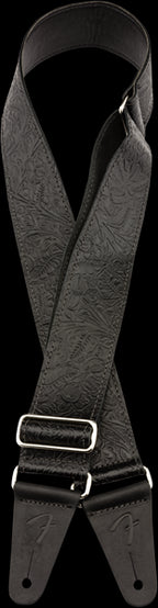 Fender Tooled Leather 2in Guitar Strap in Black