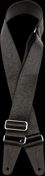 Fender Tooled Leather 2in Guitar Strap in Black