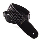 DSL Straps Metal Series Pyramid Metal Leather Guitar Strap 2.5in - Pyramid Black