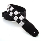 DSL Straps Metal Series Pyramid Metal Leather Guitar Strap 2.5in - Black & White Box