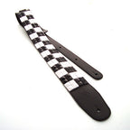 DSL Straps Metal Series Pyramid Metal Leather Guitar Strap 2.5in - Black & White Box