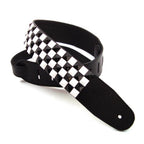 DSL Straps Metal Series Pyramid Metal Leather Guitar Strap 2.5in - Black & White Check