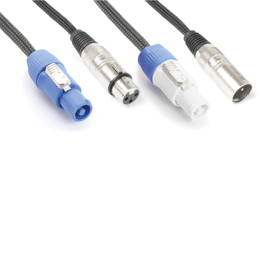 Power Dynamics 176726 3-Pin DMX & PowerCON Combo Cable - 10 meter