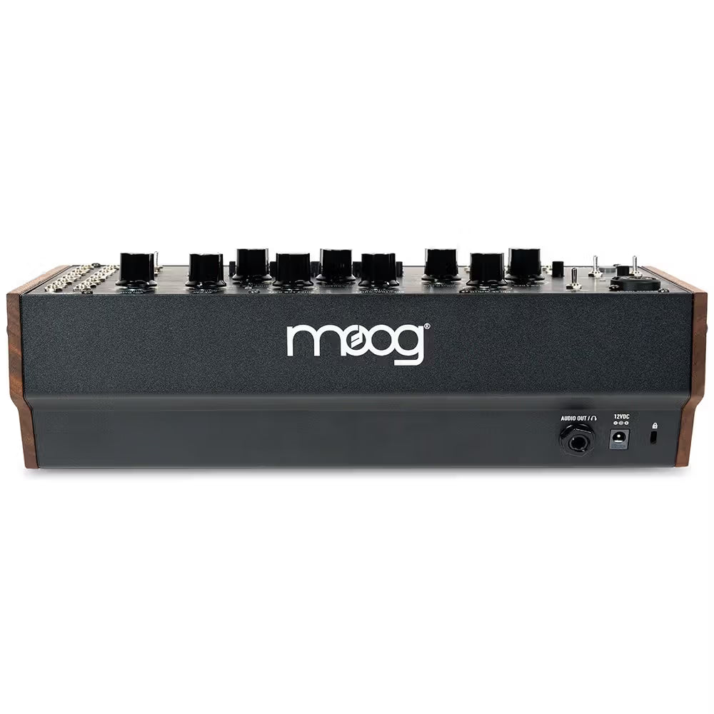 Moog Spectravox semi-modular analog spectral processor synthesizer rack with knobs and patch points.