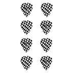 Fender 351 Celluloid Guitar Picks with checkerboard pattern, set of 8, designed for smooth strumming and precise playing.
