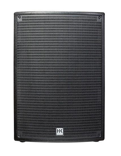 HK Audio Sonar 115 SUB D powered subwoofer with black enclosure and control panel, designed for professional audio setups.
