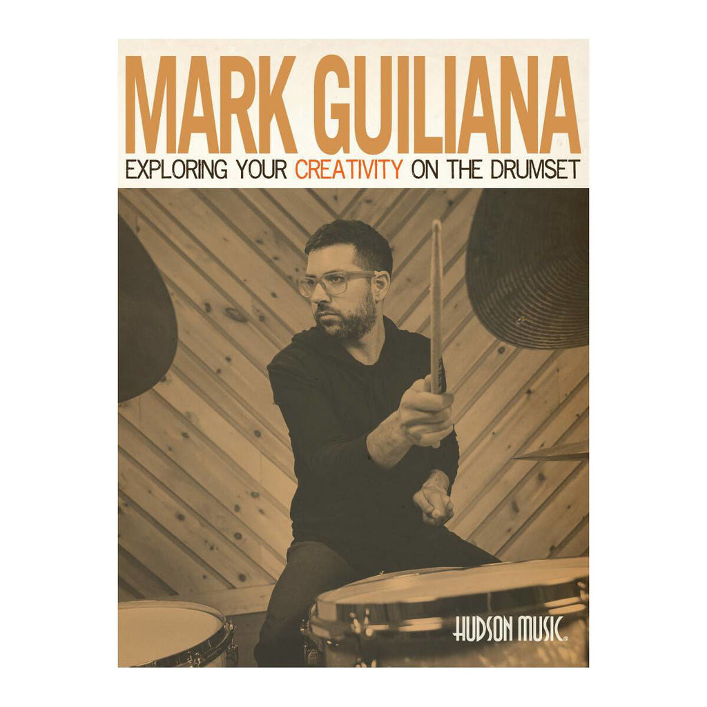 Mark Guiliana Exploring Your Creativity on the Drumset book, DVD, and CD set showing the cover and contents of the drum instructional package.