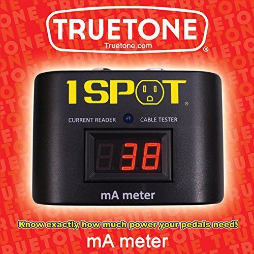 Truetone 1Spot mA Meter effects power supply with digital display showing current measurement for guitar pedals.