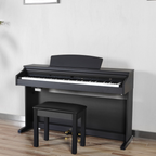 Artesia DP-3 digital piano with matching bench in rosewood finish, featuring a sleek design and full-sized keys.