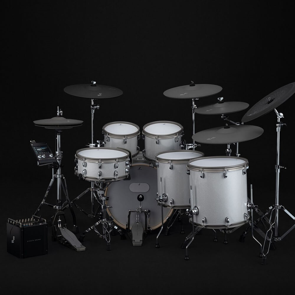 EFNOTE PRO 705 Heavy 6-piece electronic stage drum kit with drum pads, cymbals, and electronic hardware for live performances