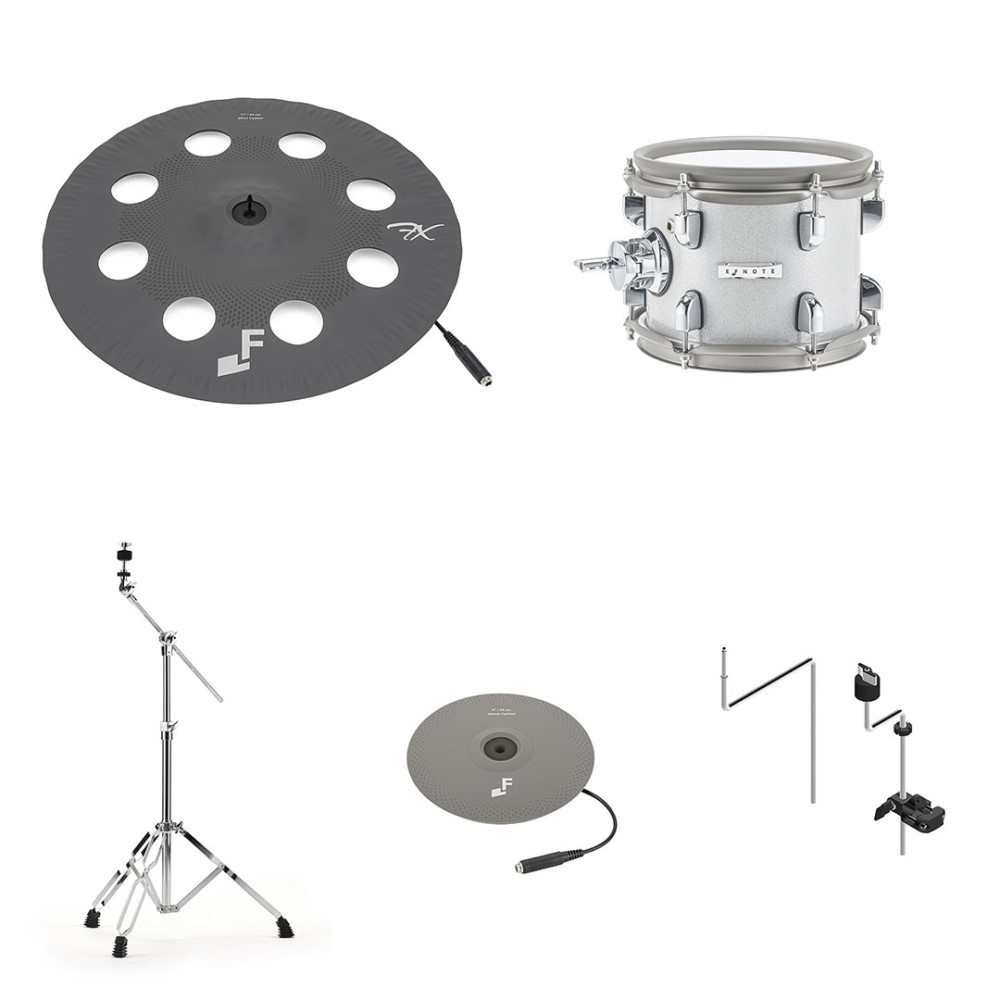 Efnote EFNOTE PRO 702 modern 5-piece electronic stage drum kit with drum pads and electronic drum module.