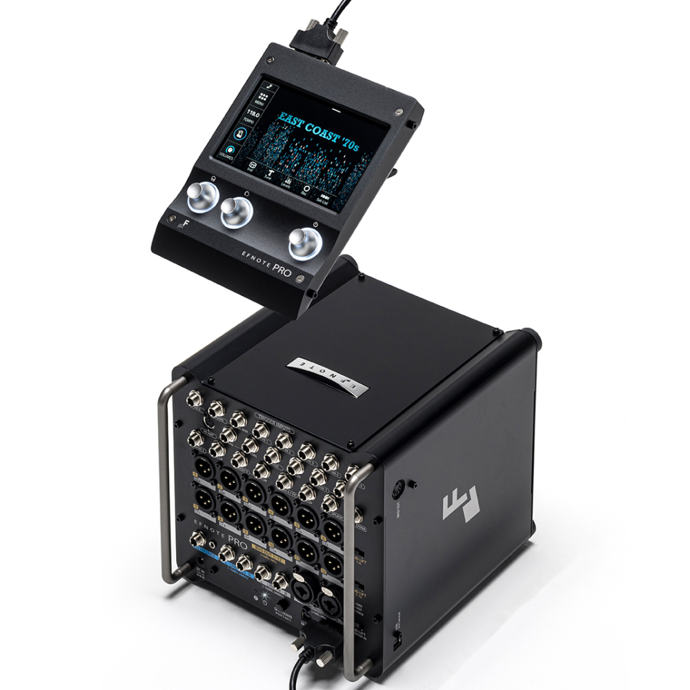 Efnote EFD-PRO Pro Sound Module for electronic drums, showing front panel with control buttons and connection ports.