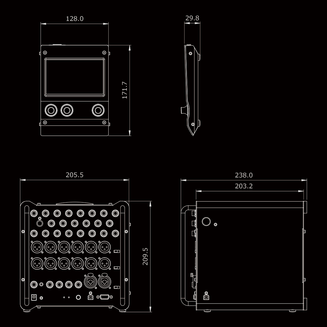 Efnote EFD-PRO Pro Sound Module for electronic drums, close-up of front panel with control buttons and input ports.