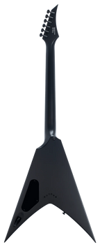 Solar V2.6C Electric Guitar in Carbon Black Matte with sleek body and modern design, shown from the back angle.