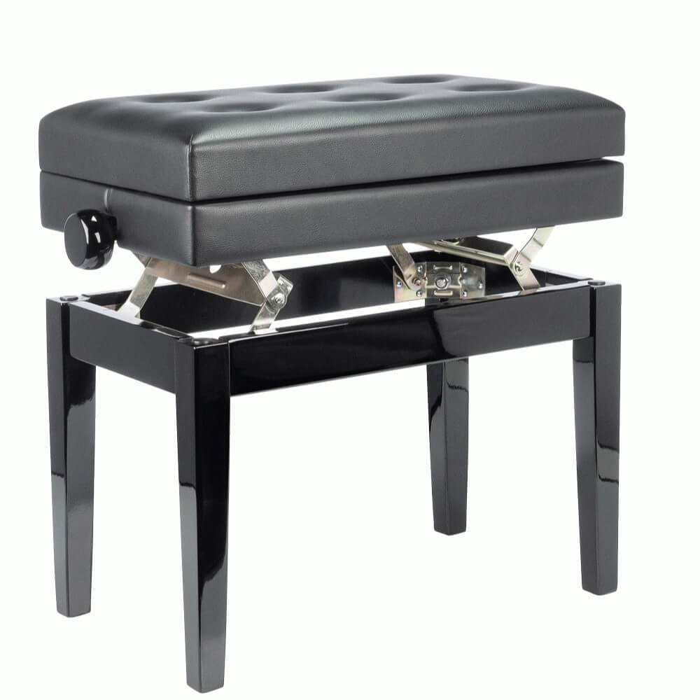 Beale BPB220BK Height-Adjustable Piano Stool with Storage - Black