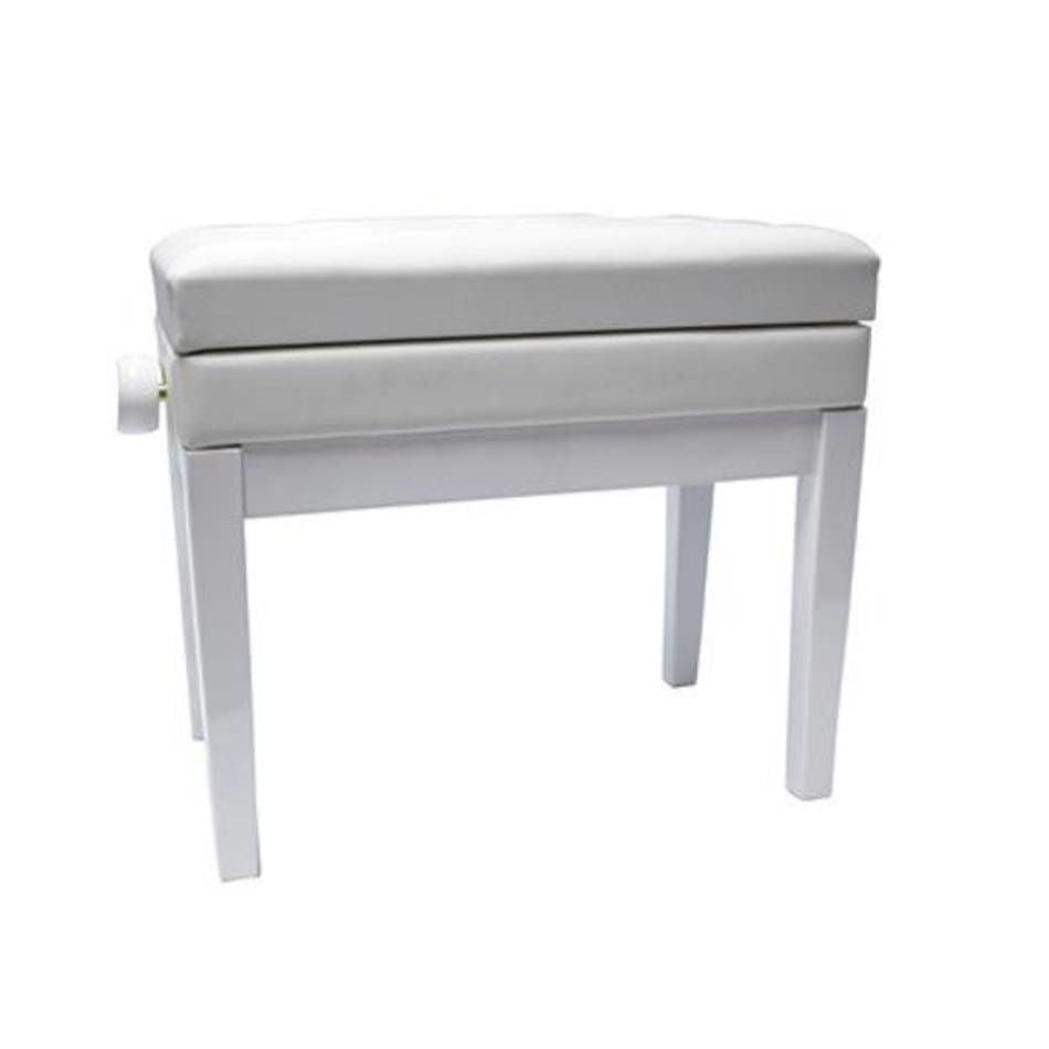Beale BPB220WH Piano Bench with Plush Cushion & Storage in White