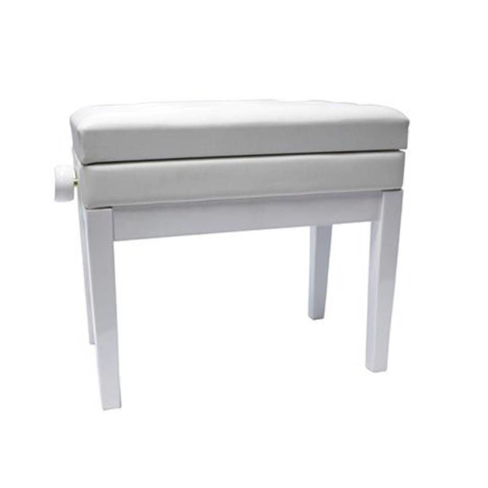 Beale BPB220WH Piano Bench with Plush Cushion & Storage in White