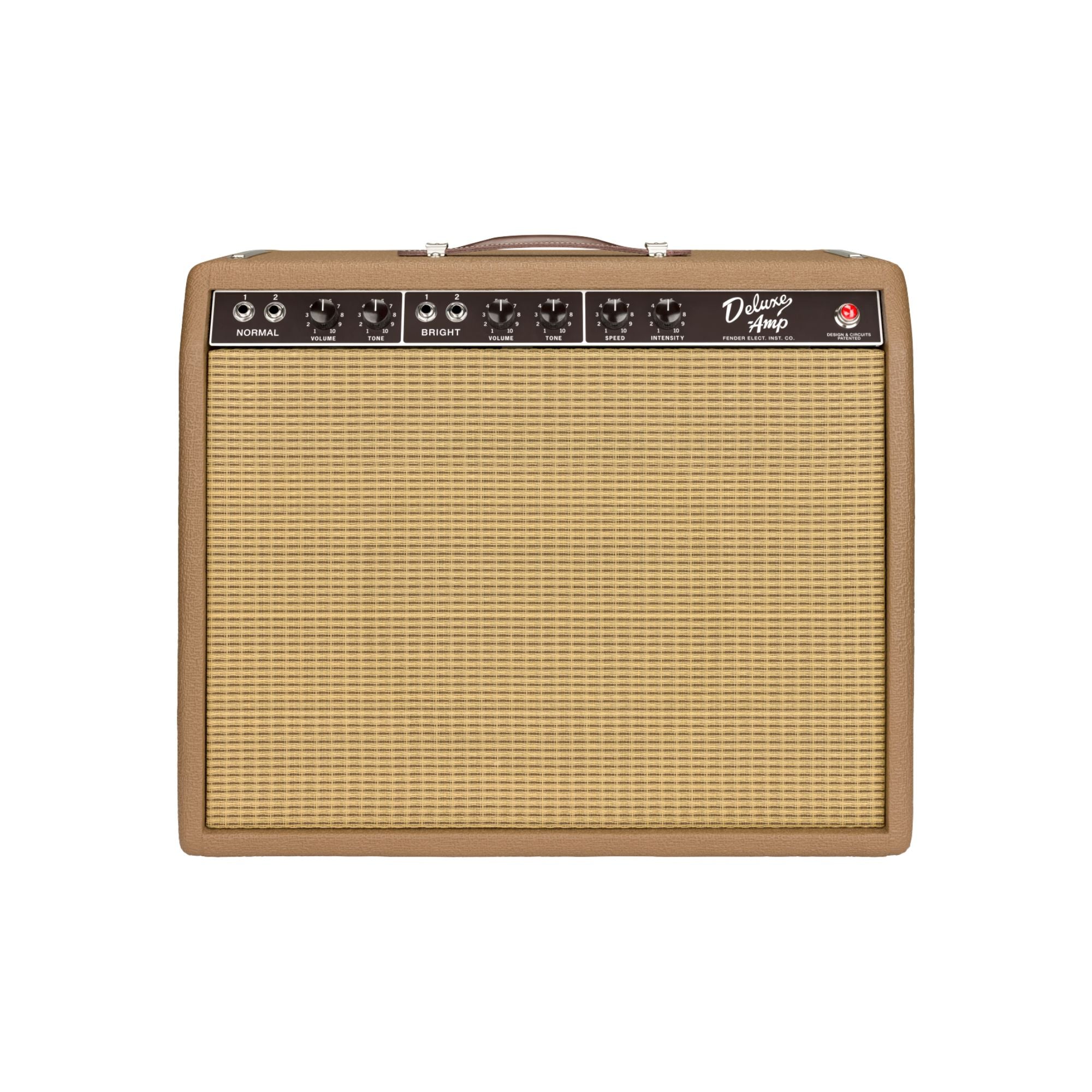 Fender '62 Deluxe Guitar Amplifier 240V AU, vintage-style electric guitar amp with control knobs and speaker grille.