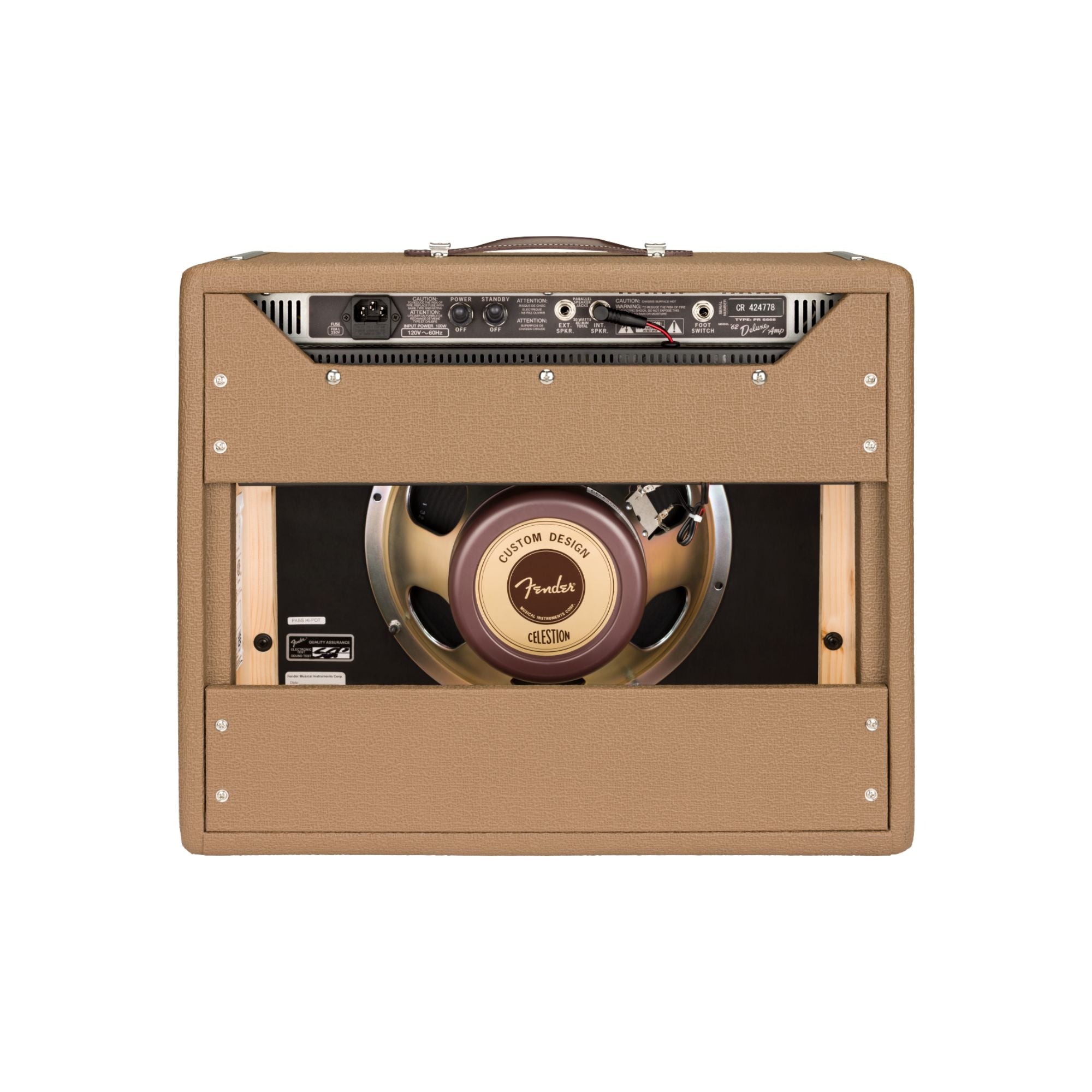 Fender '62 Deluxe guitar amplifier in classic design with control knobs and speaker grille, 240V AU version.