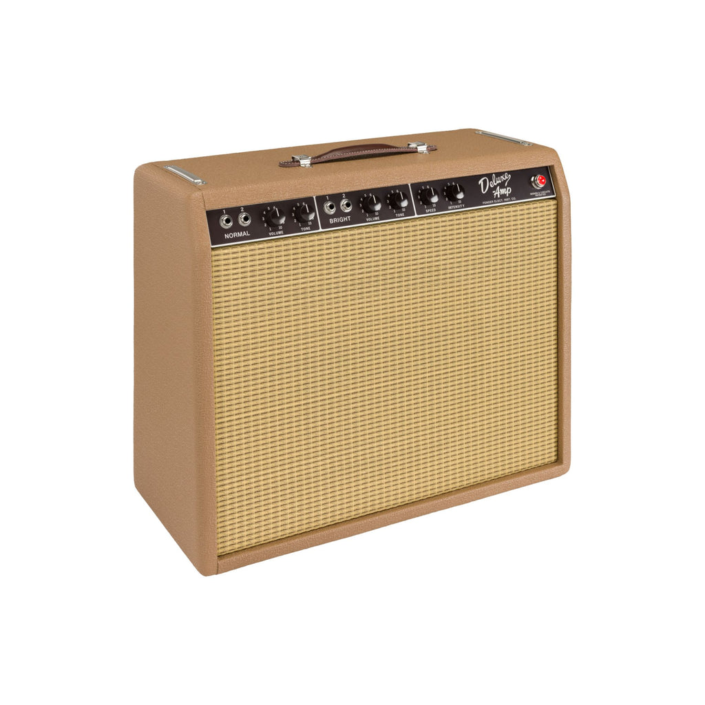 Fender '62 Deluxe guitar amplifier with vintage design, 240V AU, featuring control knobs and speaker grille in a classic combo amp style.