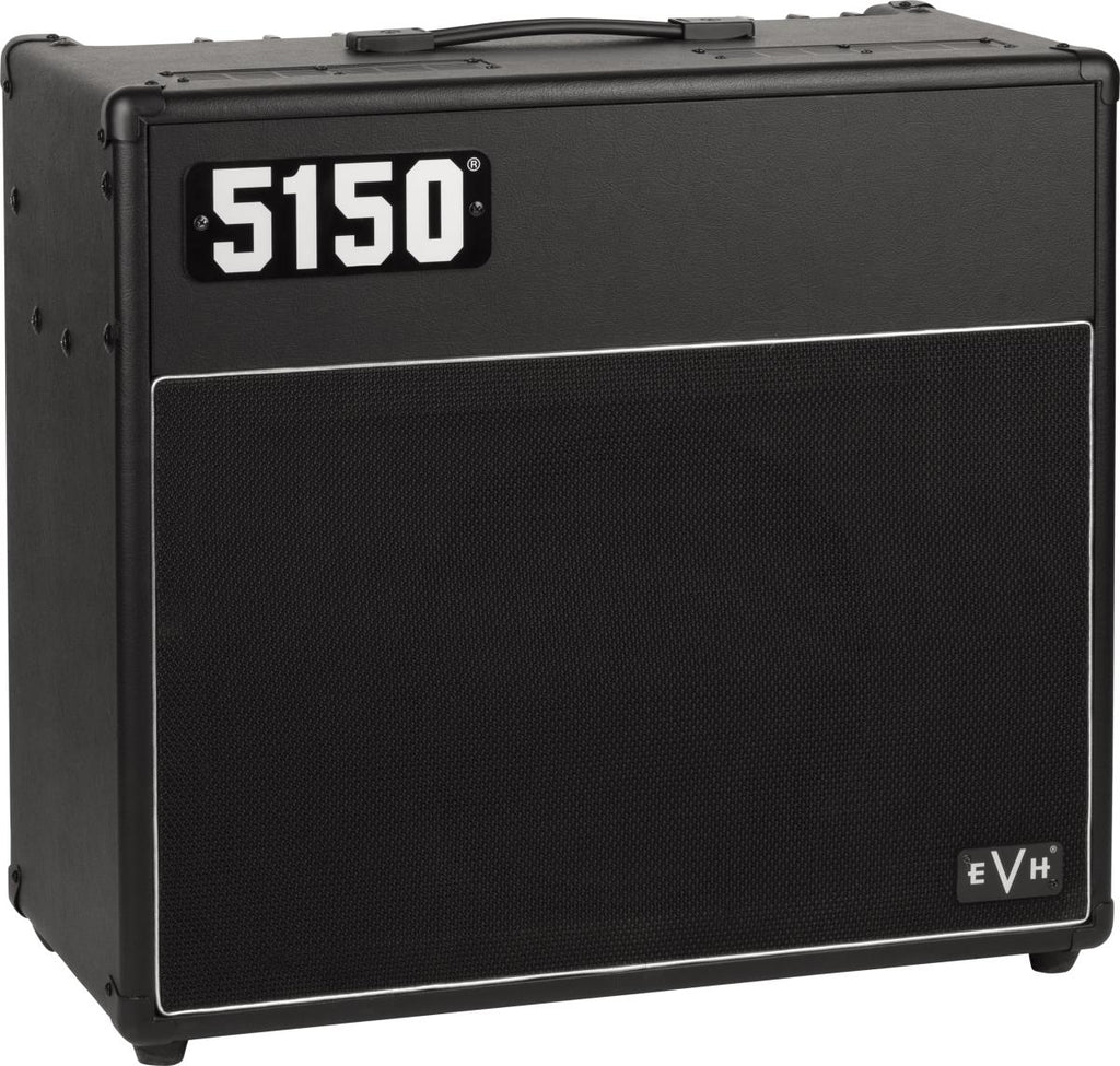 EVH 5150 Iconic Series 40W 1x12 guitar combo amp in black with a sleek design and control knobs visible.